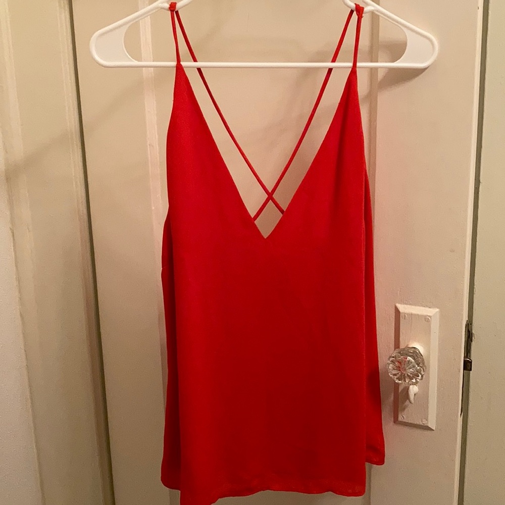 H&M crossed back red blouse